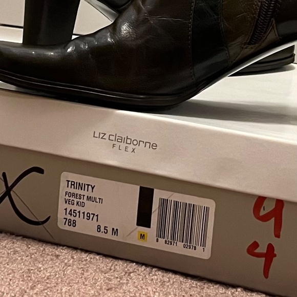 Y2K Liz Claiborne Trinity Flex Boots, Forest Brown Multi Leather - Picture 9 of 11